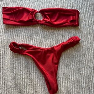 Red Bandeau Bikini Set